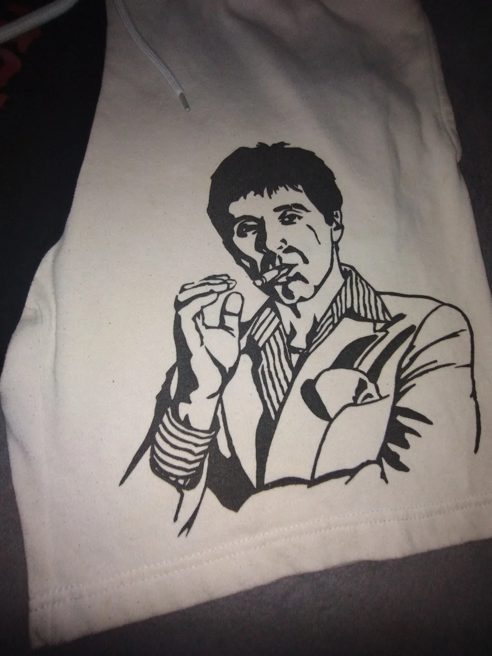 Scarface Split-Color Graphic Men’s Large Shorts - Black & White